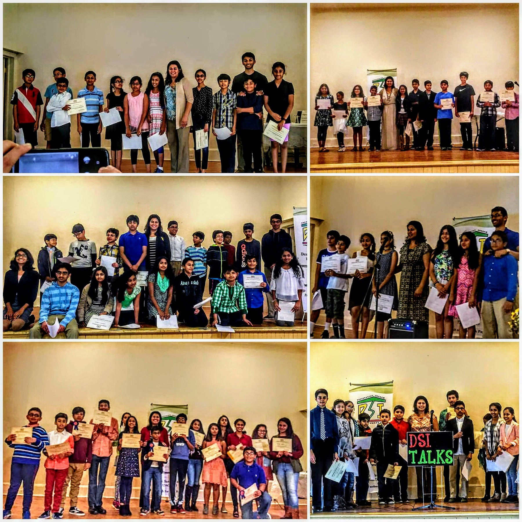 A six-photo collage of DSI cohorts posing with their certificates of completion at successive graduation ceremonies